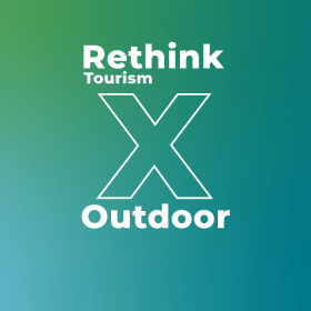 Grafik med teksten Rethink Tourism X Outdoor